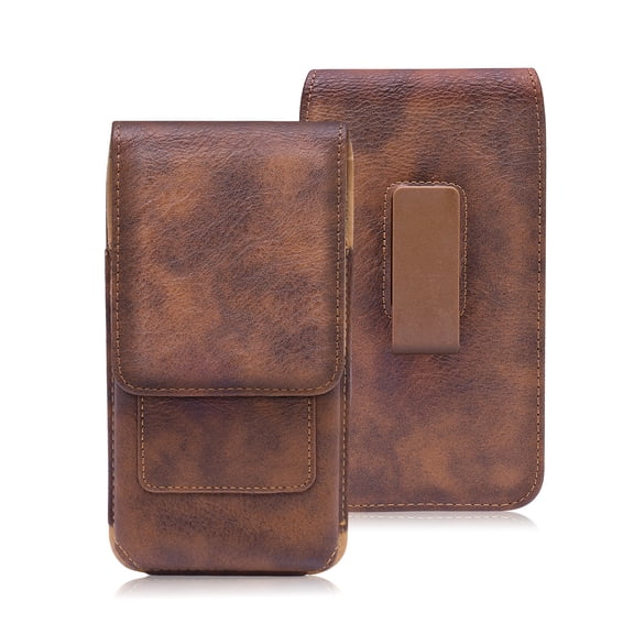 Venoro Vertical Cell Phone Pouch Case Waist Holster with Belt Clip Loop Leather Holder