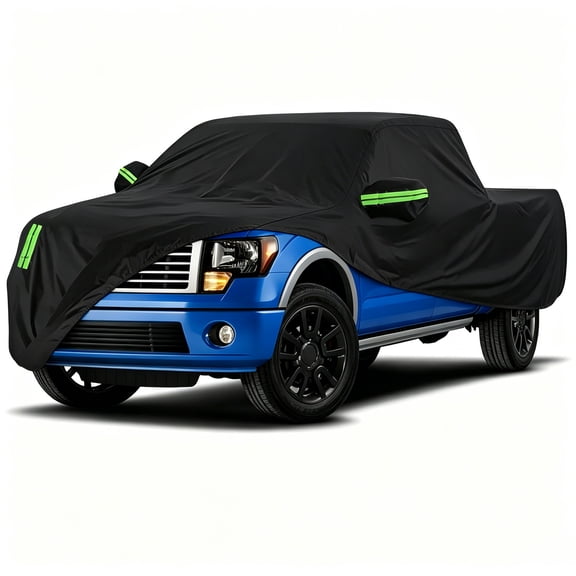 Venoro Waterproof Pickup Truck Car Cover W/ 6 Reflective Strips, All Weather Protection