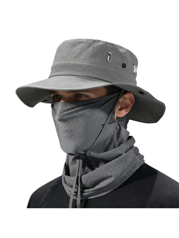 Wide Brim UV Protection Sun Hat - Ice Silk Bucket Cap For Hiking Camping Fishing