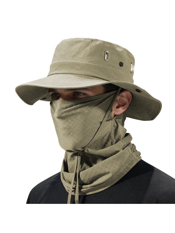 Wide Brim UV Protection Sun Hat - Ice Silk Bucket Cap For Hiking Camping Fishing