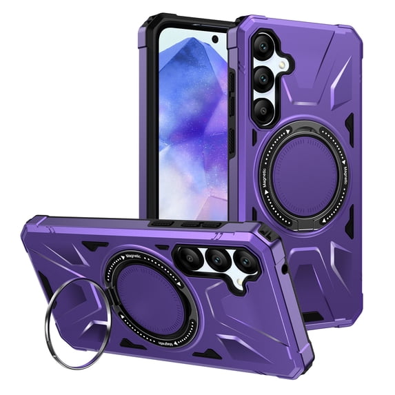 Venoro for Samsung Galaxy A55 5G Case Shockproof Magnetic Phone Cover with Stand, Purple
