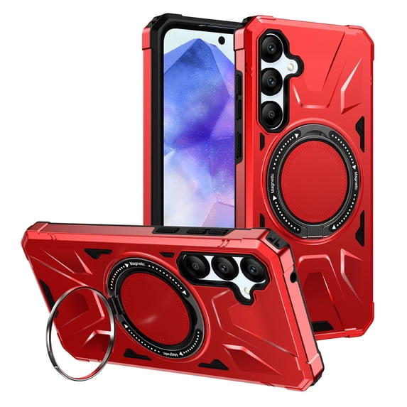 Venoro for Samsung Galaxy A55 5G Case Shockproof Magnetic Phone Cover with Stand, Red
