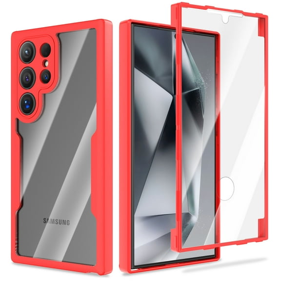 Venoro for Samsung Galaxy S24 Ultra/S24 Plus/S24 Case with Built-in Screen Protector Full Coverage, Red