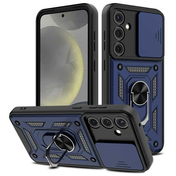 Venoro for Samsung Galaxy S24 Ultra/S24 Plus/S24 Case with Screen Protector Slide Camera Lens Protection Phone Cover with Stand, Blue