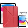 thumbnail image 1 of Venoro for iPad 10th Generation 10.9" Leather Case Stand Tablet Cover with Glass Screen Protector, Red, 1 of 25