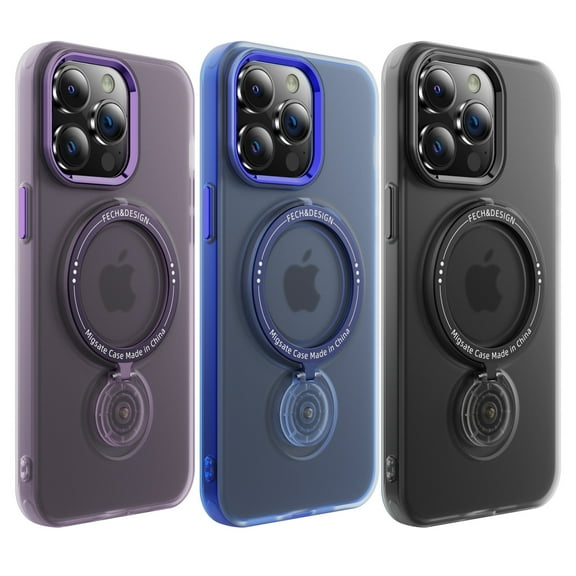 Venoro for iPhone 15 Pro Max/15 Pro/15 Plus/15 Phone Case Magnetic Shockproof Ring Stand Cover, Black