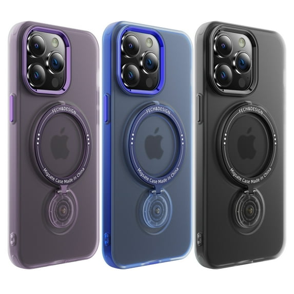 Venoro for iPhone 15 Pro Max/15 Pro/15 Plus/15 Phone Case Magnetic Shockproof Ring Stand Cover, Black