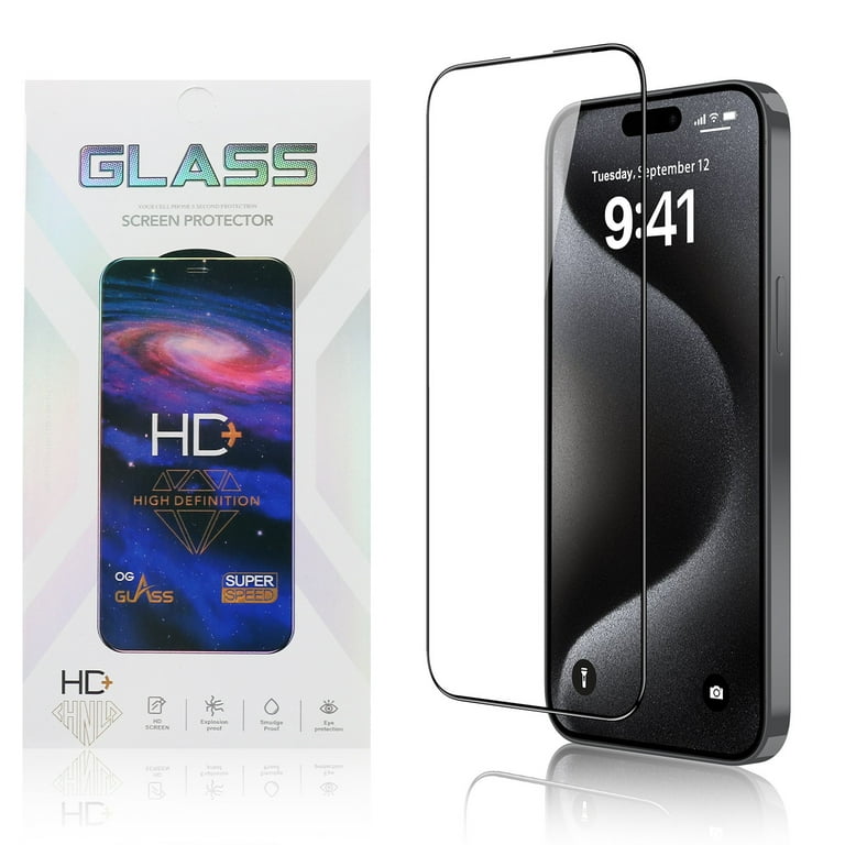 Edge-to-Edge Full Coverage HD Tempered Glass Screen Protector for iPhone 15  Pro Max / iPhone 15 Plus - HD Accessory