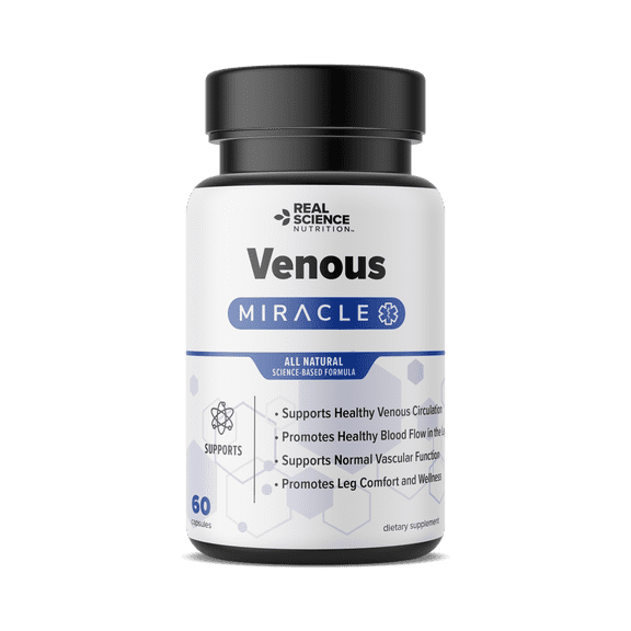 Venous Miracle- All Natural Vein Health & Leg Circulation Supplement with Vinitrox & GABA for Heavy, Tired Legs, Healthy Blood Flow & Vascular Support, Made in USA, 60 Capsules