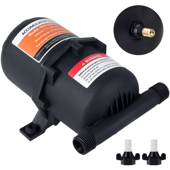 Vensio 0.75L Pressurized Water Accumulator Tank with Internal Bladder Flow Control Booster Pump for RV Marine Boat
