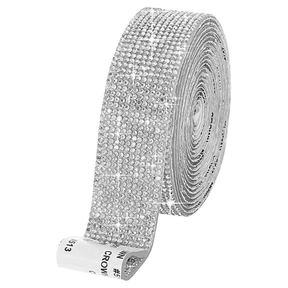 Vensio 1-Yard Silver Self Adhesive Crystal Rhinestone Ribbon 2mm Diamond Bling Tape for Car Phone DIY Crafts