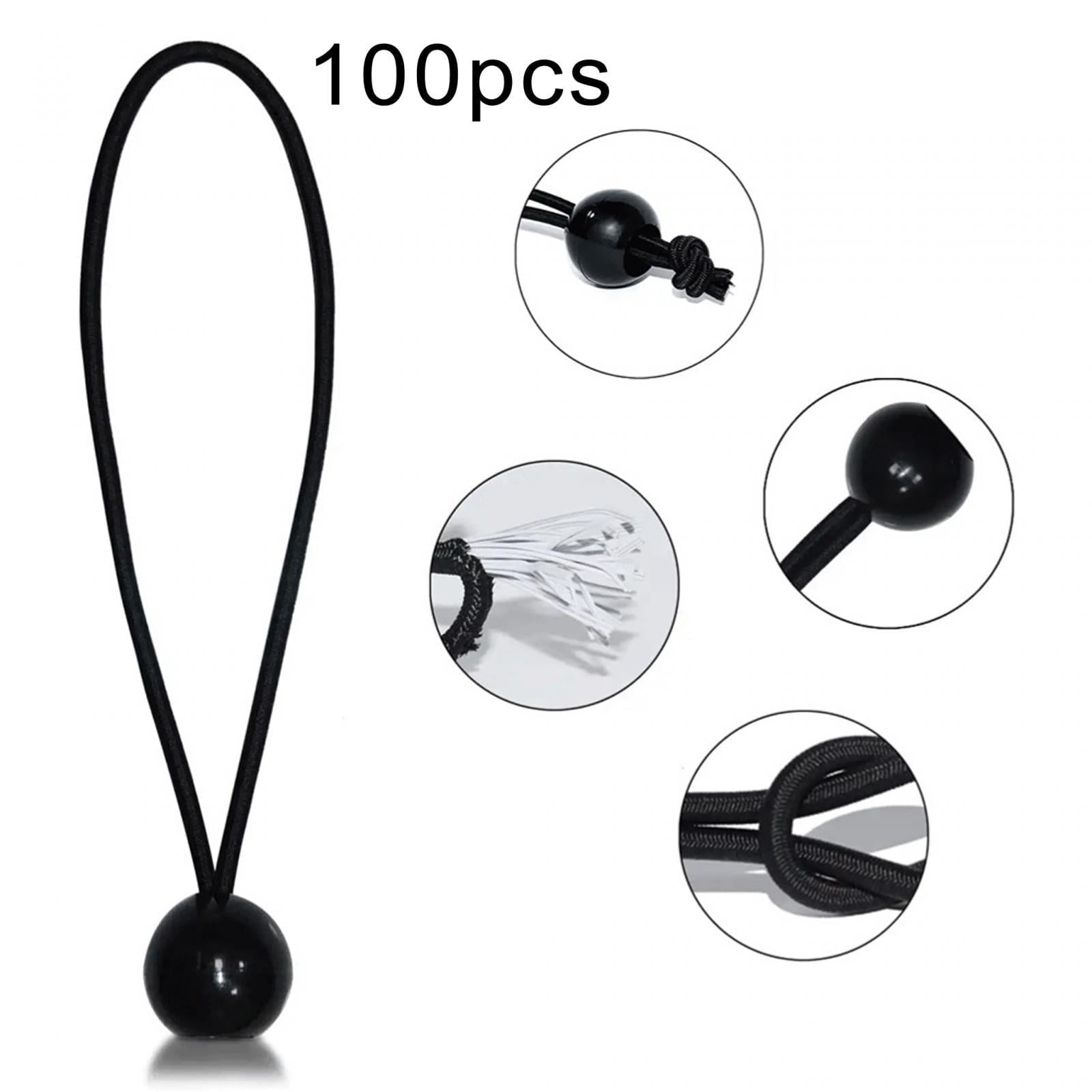 Vensio 100-Pack 6-Inch Black Bungee Ball Cords Heavy Duty Stretch Tie Downs for Camping Tarp Canopy Cargo Net