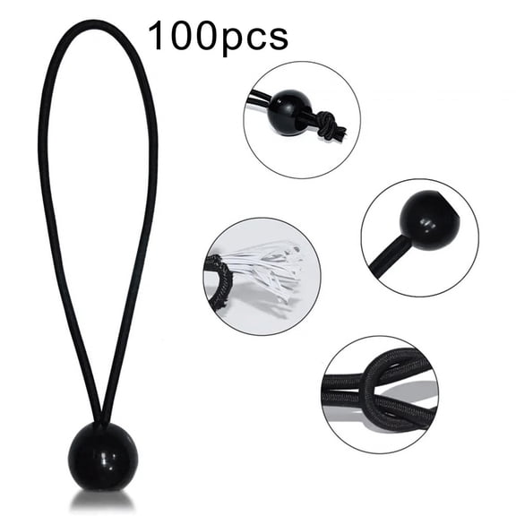 Vensio -100 Pack Heavy Duty Tent Bungee Ball Stretch Cords 6 Inches, Multifunctional Practical Portable Elastic Tie Down Cords for Sleeping Bags Canopy Cargo Net and Outdoor Camping Accessories
