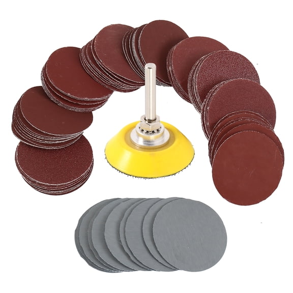 Vensio 100Pcs 2-Inch Red Sanding Discs Pad Kit 80-3000 Grit Hook and Loop Sandpaper with 1/4 Inch Shank Backer Plate Sponge Cushion