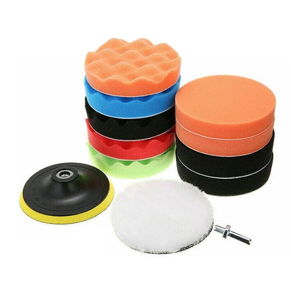 Vensio-12 Pcs 5-Inch 125mm Car Polisher Pad Kit Sponge Buffer Waxing Foam Fits Auto Detailing