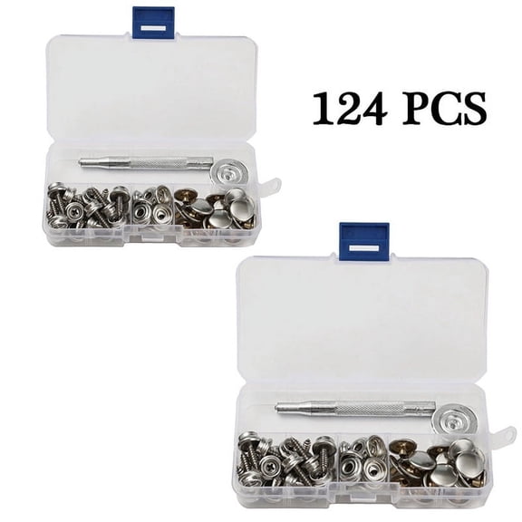Vensio 124-Piece Stainless Steel Snap Fastener Kit Heavy Duty Canvas Fabric Socket and Screw Tool Set