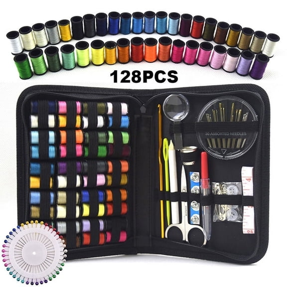 Vensio -128pcs Professional Sewing Kit with Multi-Function Portable Case, Complete DIY Quilting and Mending Set for Home Travel and Emergencies, Embroidery Tool Kit