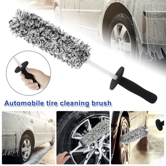 Vensio -16.5 Inch Professional Car Wheel and Rim Cleaning Brush, Non-Slip Handle Microfiber Detailing Brush for Cars Motorcycles and Bicycles, Scratch-Free Black