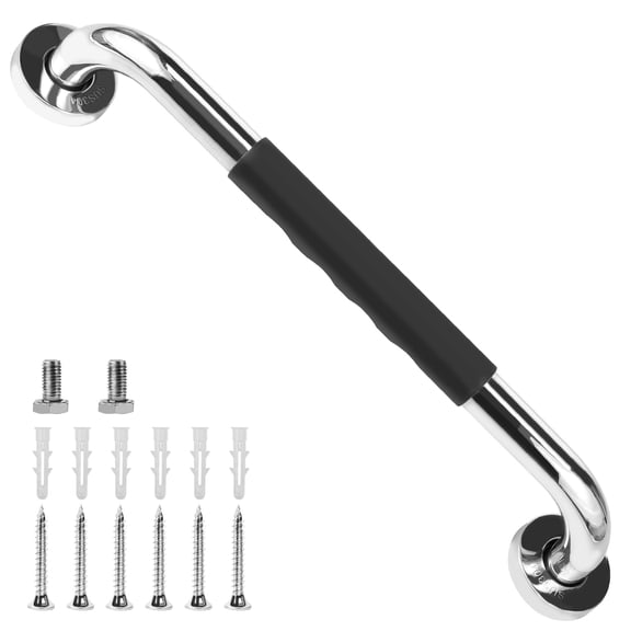 Vensio 16-Inch Stainless Steel Grab Bar for Bathtub 40cm Anti-Slip Shower Handle with Silicone Grip for Seniors
