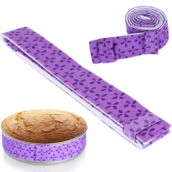 Vensio 2-Pack Bake Even Cake Strips 35x1.5 Inch Purple Heat Resistant Dampen Strips for Level Level Cakes