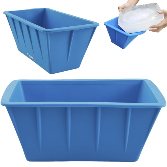 Vensio -2 Pack Extra Large Silicone Ice Block Molds for Ice Baths and Coolers, 8 lbs Giant Ice Cube Maker for Cold Plunge and Camping, Durable Sky Blue 10 Inch