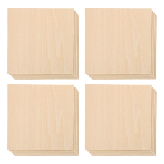 Vensio-20 Pcs Basswood Plywood Sheets 4x4 Inch Wooden Planks Fits DIY Model Building