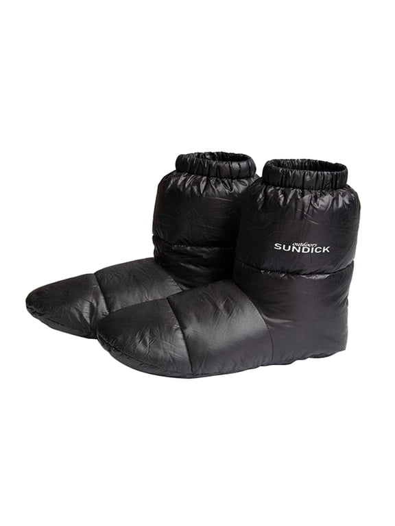 25cm Black Duck Down Slippers Lightweight Soft Winter Booties with Storage Bag for Camping Hiking