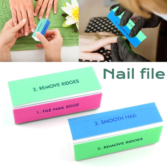 Vensio -2Pcs Professional 4-Way Nail File Blocks and Buffers, Reusable Polishing Block for Shaping and High Shine, Washable Gel Nail Art Tools for Home and Salon Use