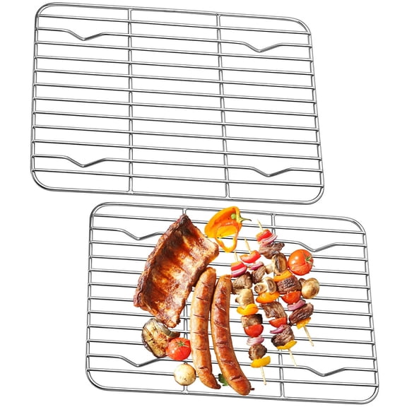 Vensio -2Pcs Stainless Steel Baking Rack Cooling Rack, Heat Resistant Wire Grilling Rack for Oven Roasting Cooking Drying, Sturdy Grid Rack for 11x8 Inch Pans Silver