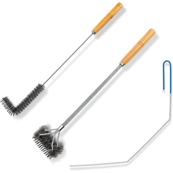Vensio-3 Pcs Deep Fryer Cleaning Tool Set Basket Brush and Cleanout Rod Fits Commercial Kitchens