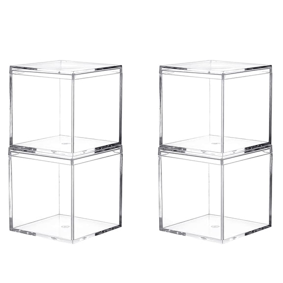 Vensio-4-Inch Clear Acrylic Storage Cube Boxes, 4 Pack with Lids--6.5*6.5*6.5cm
