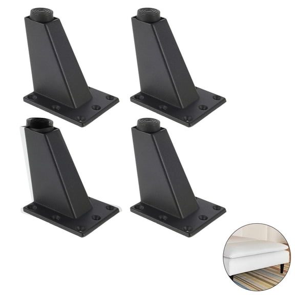 Vensio -4Pcs 8cm Adjustable Aluminum Alloy Furniture Legs, Heavy Duty Square Replacement Feet for Sofa Cabinets and Tables, Non-Slip Metal Legs support 200kg Black