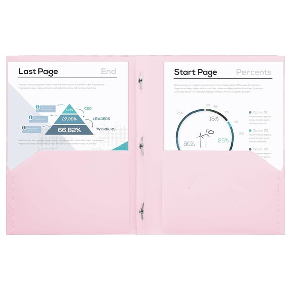 Vensio -5 Pack Plastic Folders with 2 Pockets and 3-Prong Fasteners, Bulk Project File Folders for US Letter Size Paper, Opaque Privacy Protector for School and Office