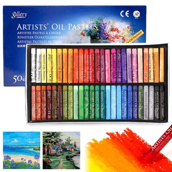 Vensio 50Pcs Professional Oil Pastels Set 2.4-Inch Soft Drawing Crayons Non-Toxic Graffiti Art Supplies