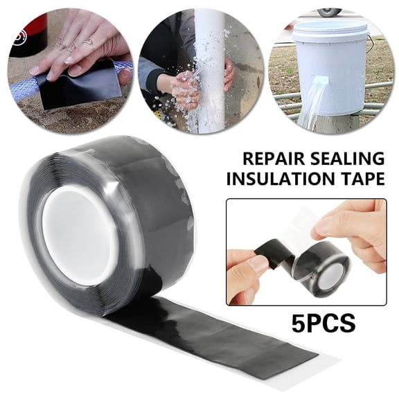 Vensio -5Pcs Super Strong Silicone Waterproof Seal and Repair Tape, Professional Self-Fixing Adhesive Tape for Pipe Leaks and Sealing Insulation, Heavy Duty Multi-Purpose Rescue Tape Set