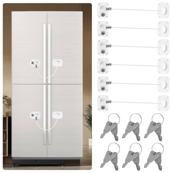 Vensio 6-Pack Child Proof Refrigerator Lock with Keys Self Adhesive Cabinet Freezer Door Restrictor Black