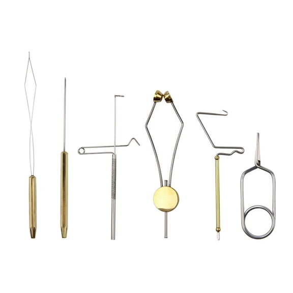Vensio -6pcs Professional Fly Tying Tool Set with Brass Bobbin Threader and Finisher, High Performance Fishing Lure Making Kit for Beginners, Copper & Stainless Steel