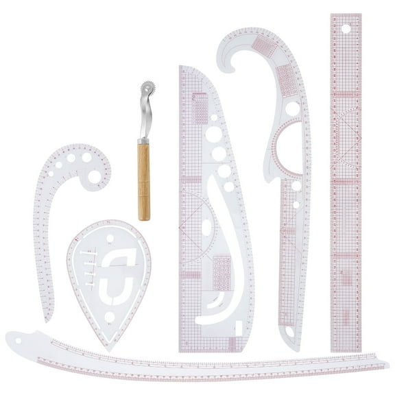 Vensio 7Pcs Professional Sewing Tailor Measuring Kit Plastic French Curve Ruler Yardstick Set for Dressmaking