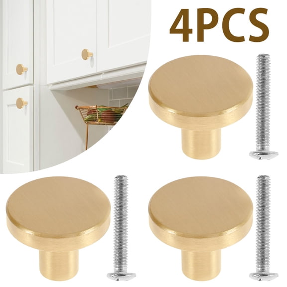 Vensio 8Pcs Gold Solid Brass Cabinet Knobs 20x25mm Round Drawer Pulls Modern Decorative Hardware for Kitchen Dresser Wardrobe