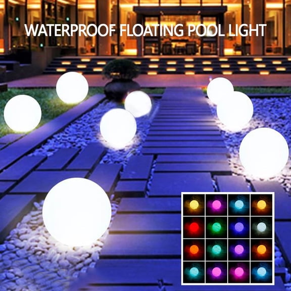 Vensio 8cm LED Floating Pool Light IP68 Waterproof Color Changing Globe Lamp with Remote Control for Pond Party