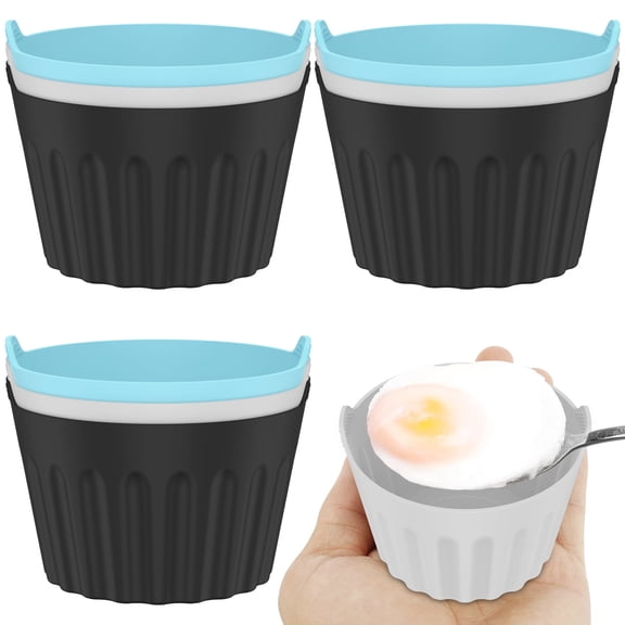 Vensio 9-Pack Silicone Air Fryer Egg Poacher Cups Round Ramekin Baking Molds for 5-7QT Microwave Oven Steamer