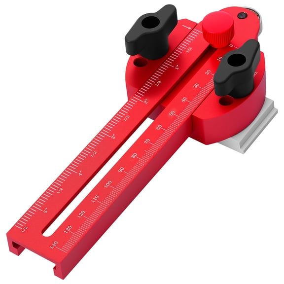 Vensio -Adjustable Thin Rip Table Saw Jig Guide, Aluminum Alloy Narrow Strip Cutting Tool with Integral Roller Bearings, Precision Woodworking Guide for 3/8" x 3/4" and 1/4" x 3/8" T-Slot, Red