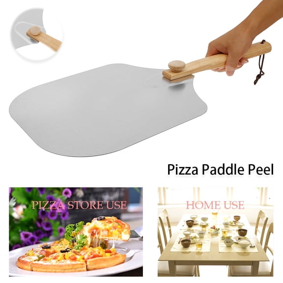 Vensio -Aluminum Pizza Peel with 23.6 Inch Large Surface, Foldable Wooden Long Handle Pizza Paddle Shovel, Detachable Non-Stick Pizza Stone Tool for Baking BBQ