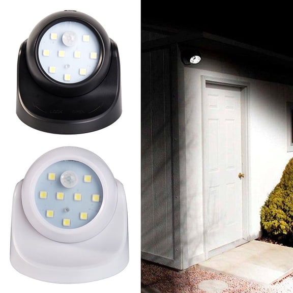 Vensio -Battery Operated 360 Degree Rotatable LED Indoor Night Lamp, Modern Motion Sensor Porch Light with PIR Detector for Wardrobe and Stairs, White Wall Light