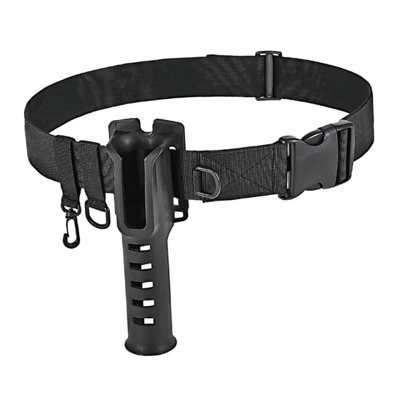 Vensio Black Adjustable Wading Belt with Fishing Rod Holder Portable Nylon Support Belt for Saltwater Wading