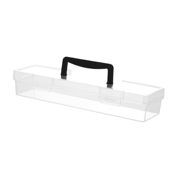 Vensio Black Hardware Tool Box 33.3x9.3x6cm Clear Lid Storage Bin Organizer with Handle for Hand Tools