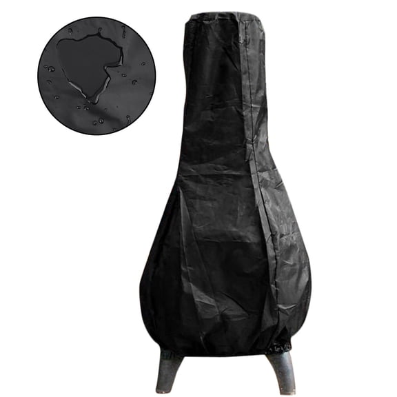 Vensio Black Waterproof Chiminea Cover 600D Heavy Duty Oxford Outdoor Patio Fire Pit Rain Protector 40-Inch