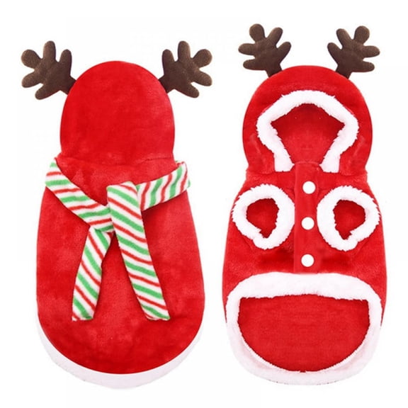 Vensio-Christmas Dog Hoodie, Winter Warm Polar Fleece Puppy Sweater Coat--l
