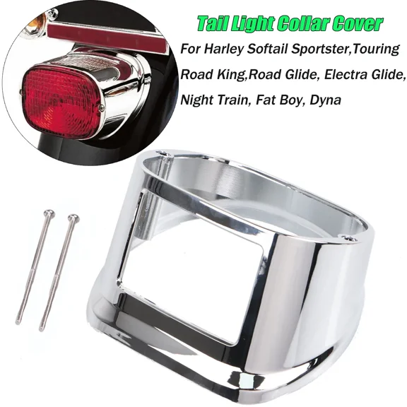 Vensio-Chrome LED Tail Lamp Collar Cover Decorative Bezel Compatible with Harley Touring Softail Sportster