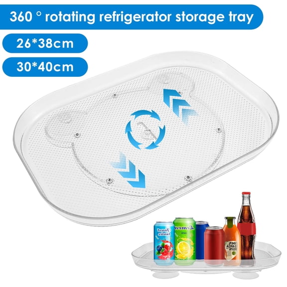 Vensio Clear Rectangular Lazy Susan Storage Turntable for Refrigerator Cabinet 360-Degree Swivel Organizer